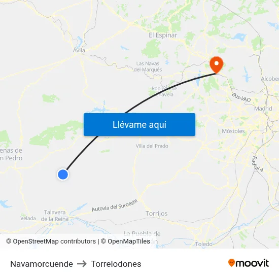 Navamorcuende to Torrelodones map