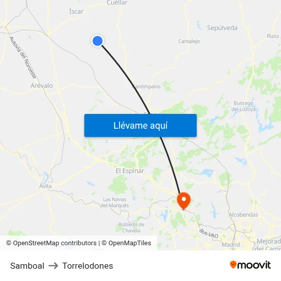 Samboal to Torrelodones map