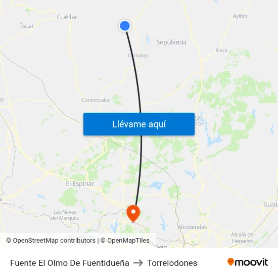 Fuente El Olmo De Fuentidueña to Torrelodones map