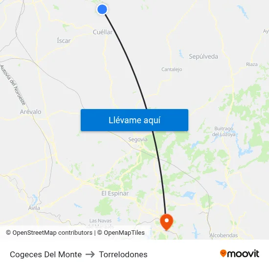 Cogeces Del Monte to Torrelodones map