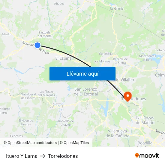 Ituero Y Lama to Torrelodones map