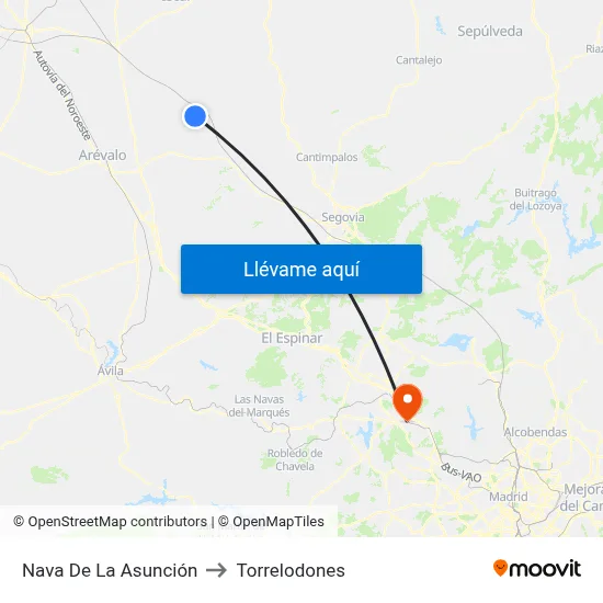 Nava De La Asunción to Torrelodones map