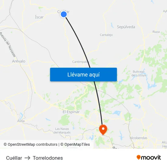 Cuéllar to Torrelodones map