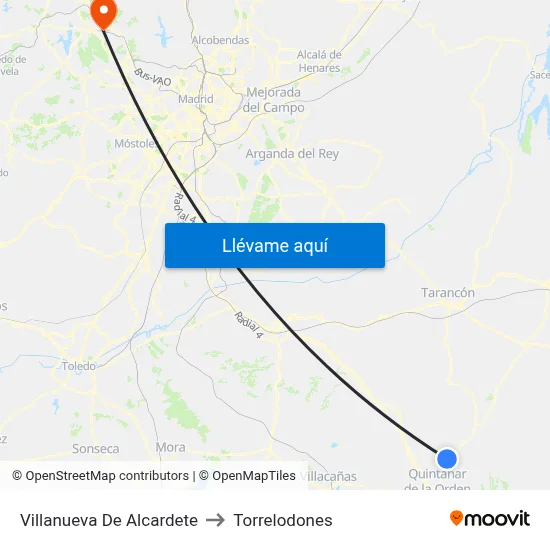 Villanueva De Alcardete to Torrelodones map