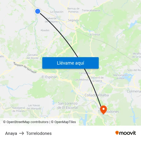 Anaya to Torrelodones map
