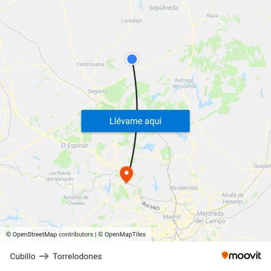 Cubillo to Torrelodones map