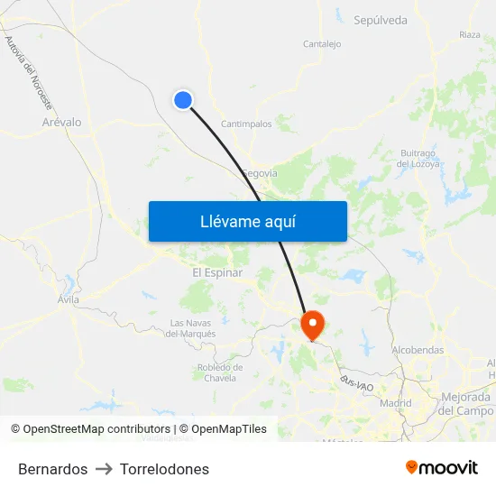 Bernardos to Torrelodones map