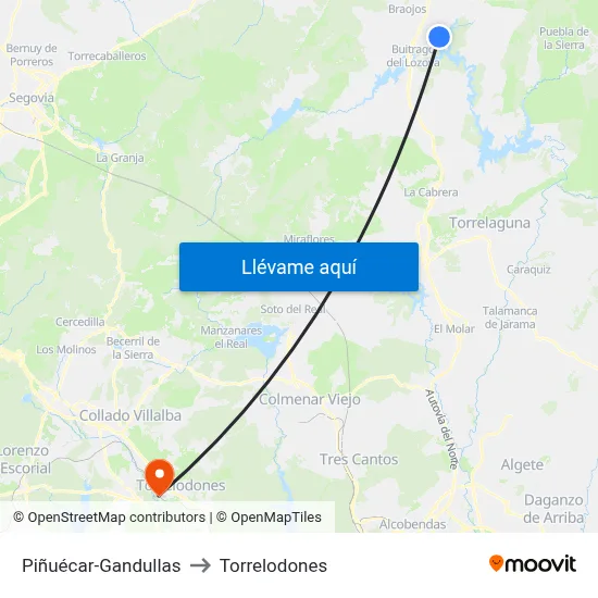 Piñuécar-Gandullas to Torrelodones map