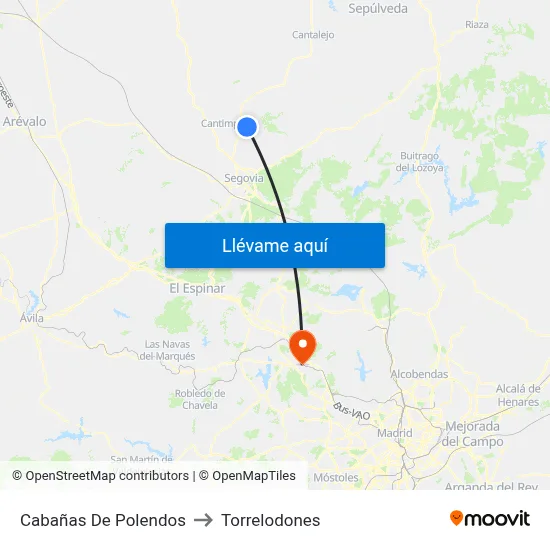 Cabañas De Polendos to Torrelodones map