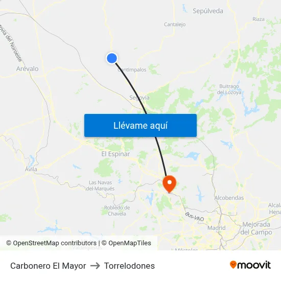 Carbonero El Mayor to Torrelodones map