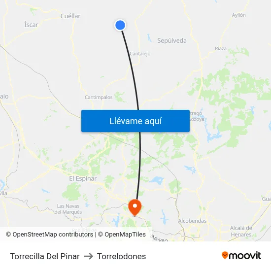 Torrecilla Del Pinar to Torrelodones map