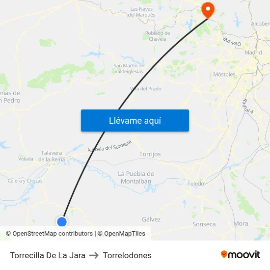 Torrecilla De La Jara to Torrelodones map