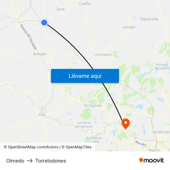 Olmedo to Torrelodones map