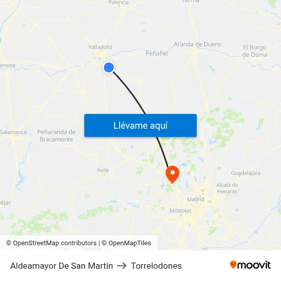 Aldeamayor De San Martín to Torrelodones map