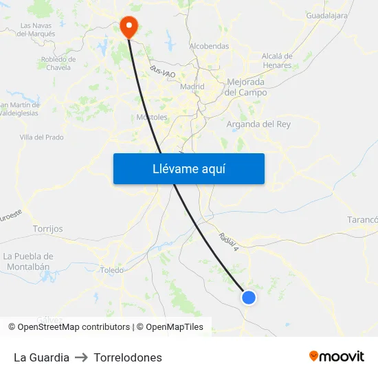 La Guardia to Torrelodones map