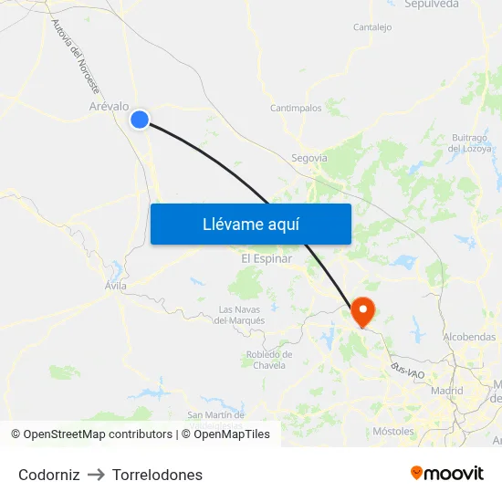 Codorniz to Torrelodones map