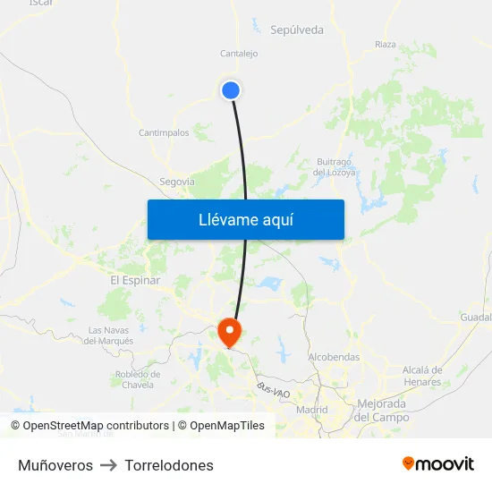 Muñoveros to Torrelodones map