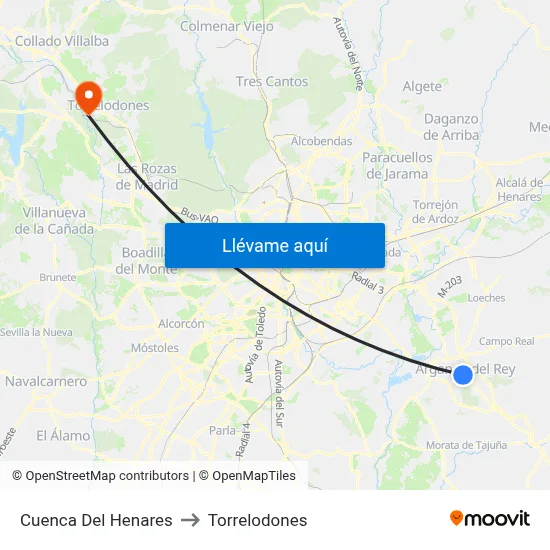 Cuenca Del Henares to Torrelodones map