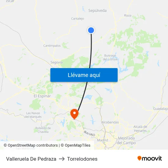 Valleruela De Pedraza to Torrelodones map