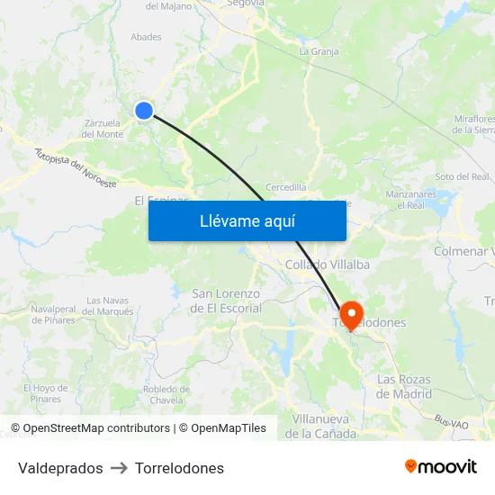 Valdeprados to Torrelodones map