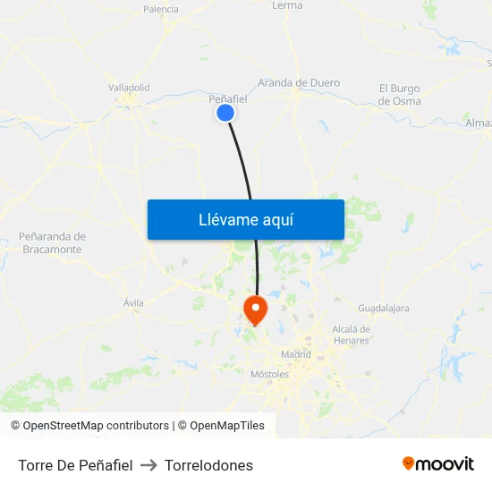 Torre De Peñafiel to Torrelodones map