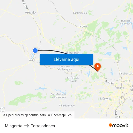 Mingorría to Torrelodones map