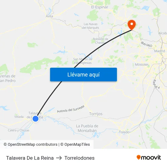 Talavera De La Reina to Torrelodones map
