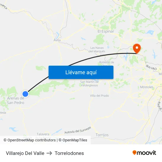 Villarejo Del Valle to Torrelodones map