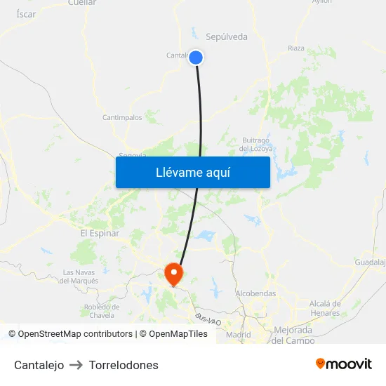 Cantalejo to Torrelodones map