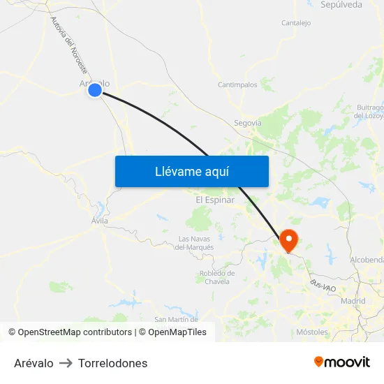 Arévalo to Torrelodones map