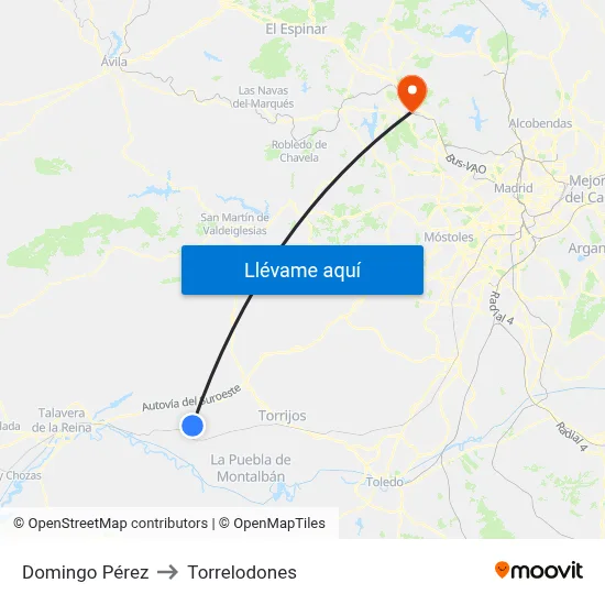 Domingo Pérez to Torrelodones map