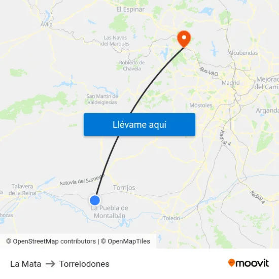 La Mata to Torrelodones map