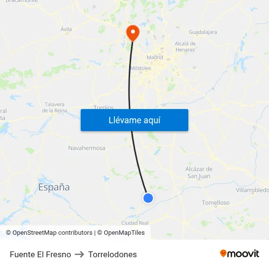 Fuente El Fresno to Torrelodones map