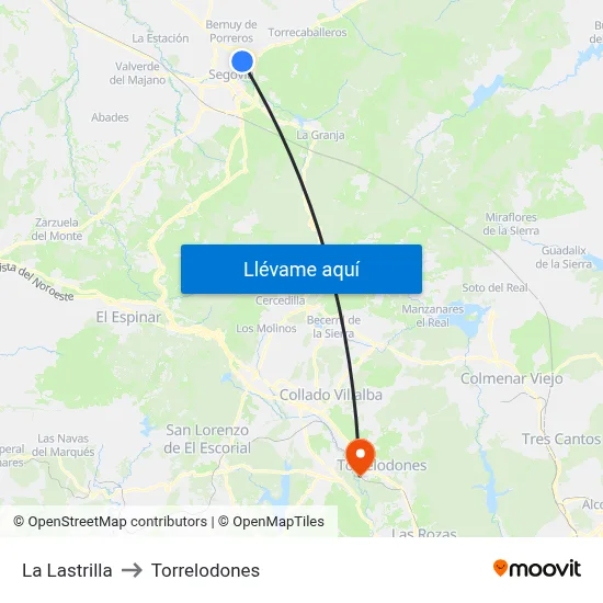 La Lastrilla to Torrelodones map