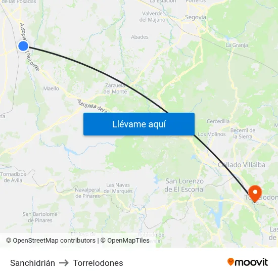 Sanchidrián to Torrelodones map