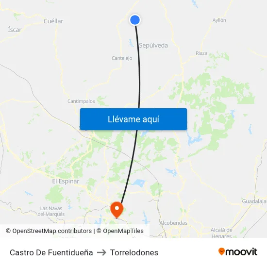 Castro De Fuentidueña to Torrelodones map