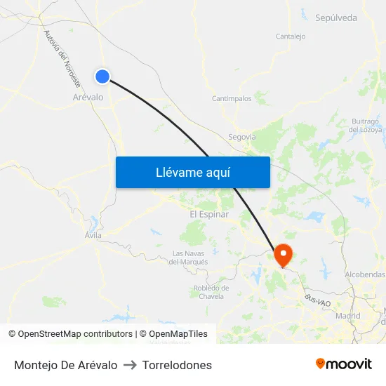 Montejo De Arévalo to Torrelodones map