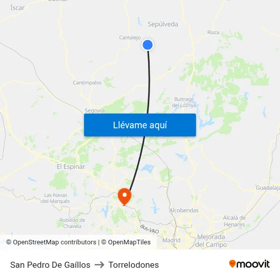 San Pedro De Gaíllos to Torrelodones map