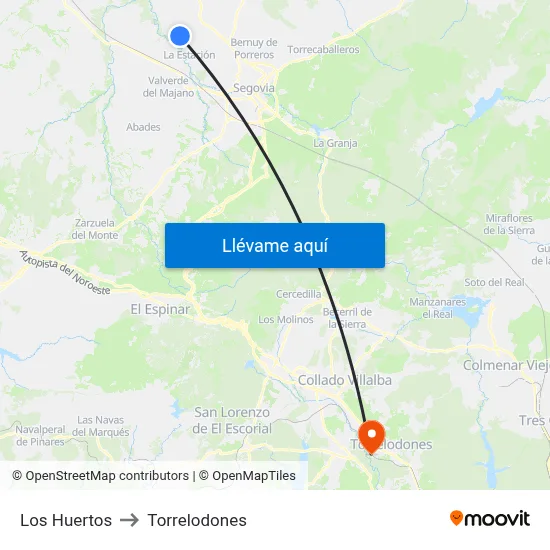 Los Huertos to Torrelodones map
