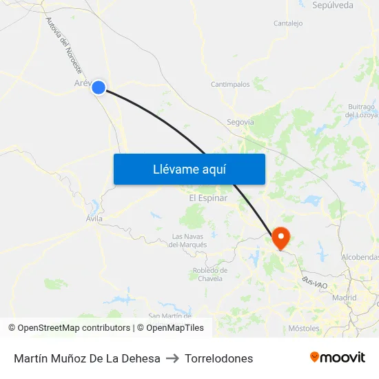 Martín Muñoz De La Dehesa to Torrelodones map