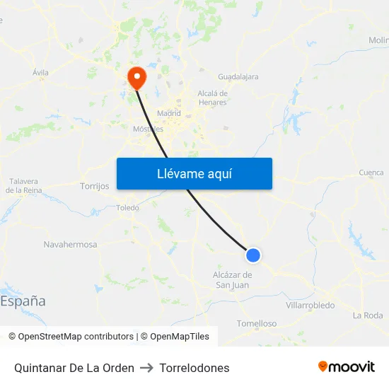 Quintanar De La Orden to Torrelodones map
