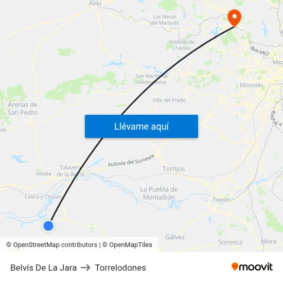 Belvís De La Jara to Torrelodones map