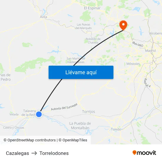Cazalegas to Torrelodones map