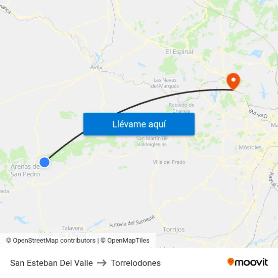 San Esteban Del Valle to Torrelodones map