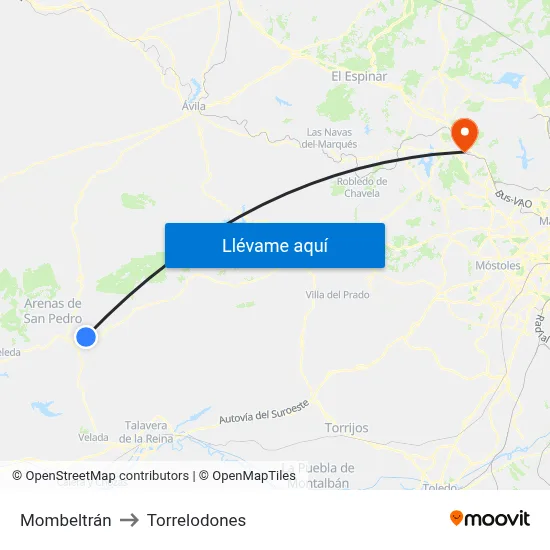 Mombeltrán to Torrelodones map