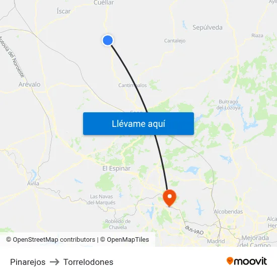Pinarejos to Torrelodones map