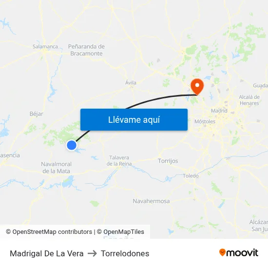 Madrigal De La Vera to Torrelodones map