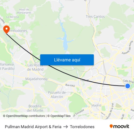Pullman Madrid Airport & Feria to Torrelodones map