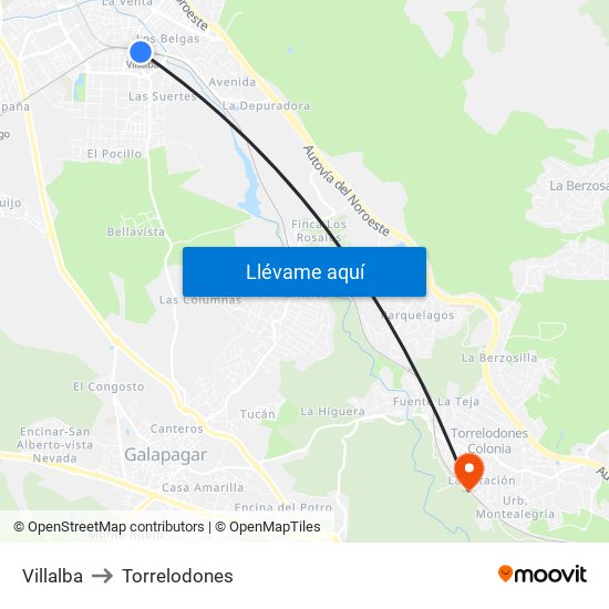 Villalba to Torrelodones map