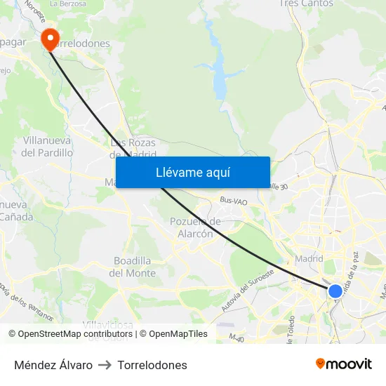 Méndez Álvaro to Torrelodones map